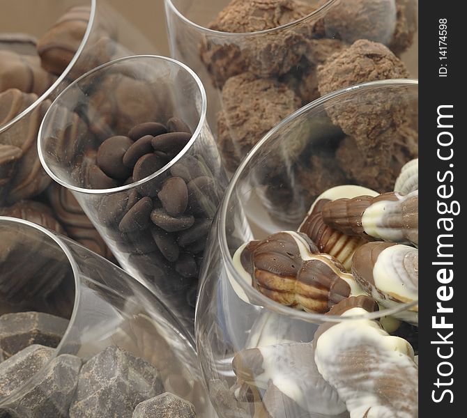 Still life of chocolate in glasses