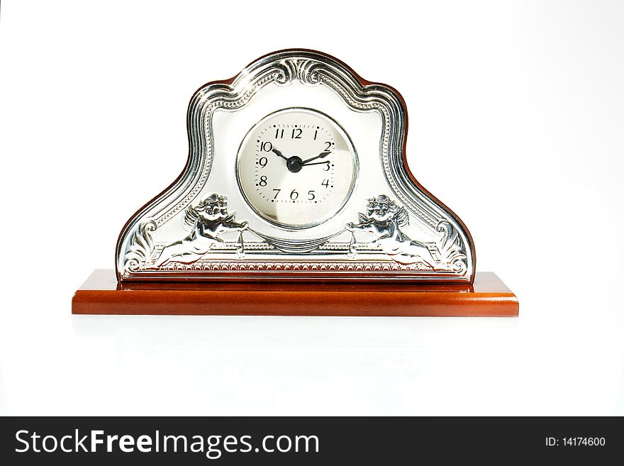 Elegant Table Clock Over White Background