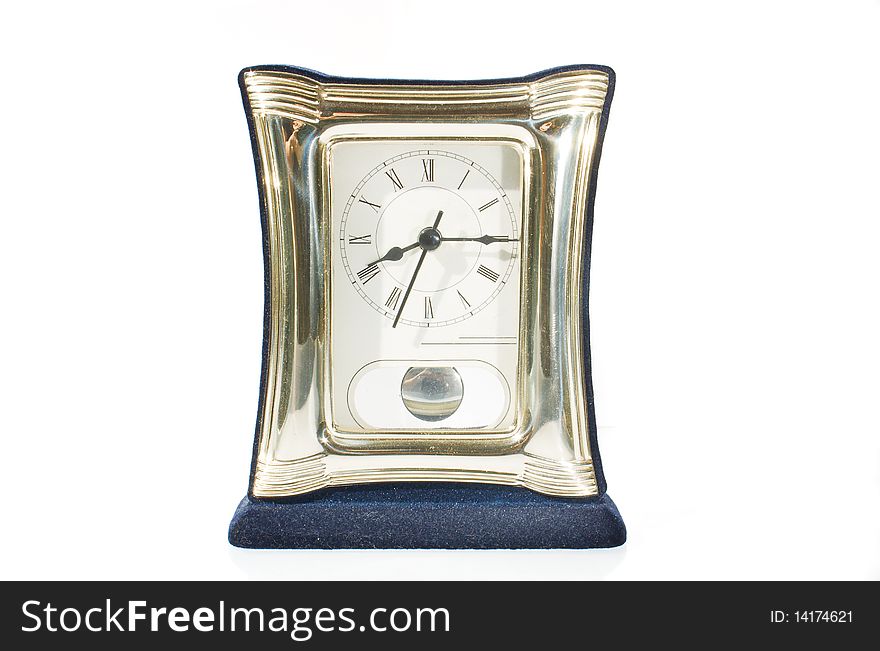 Elegant table clock over white background