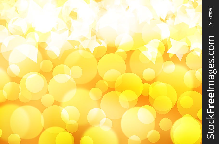 Abstract golden background of the bright lights and star