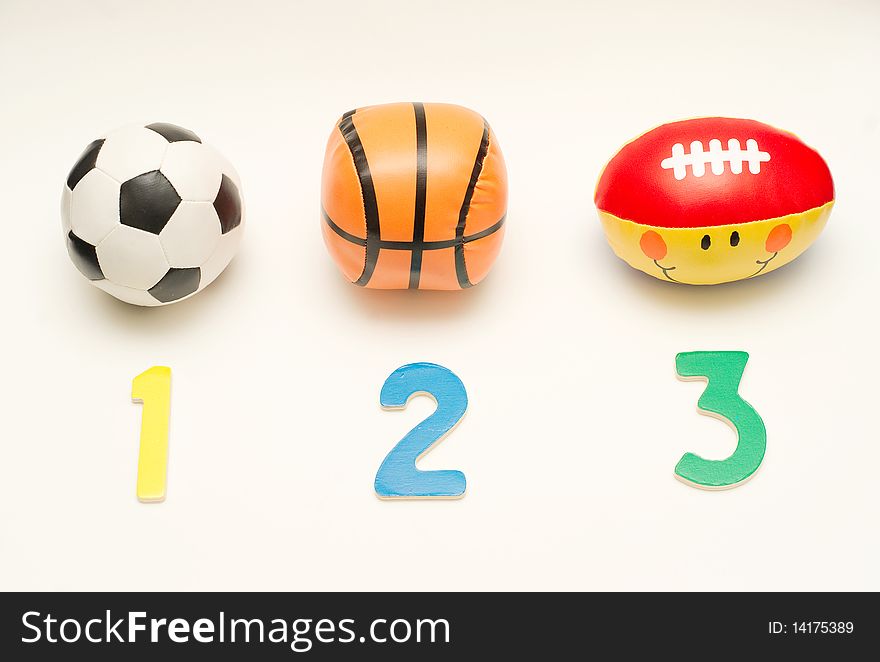 3 kinds of ball for famous nowadays games with numbering 1,2 and 3. 3 kinds of ball for famous nowadays games with numbering 1,2 and 3