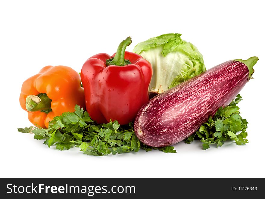 Colored fruit vegetable composition isolated on white. Colored fruit vegetable composition isolated on white