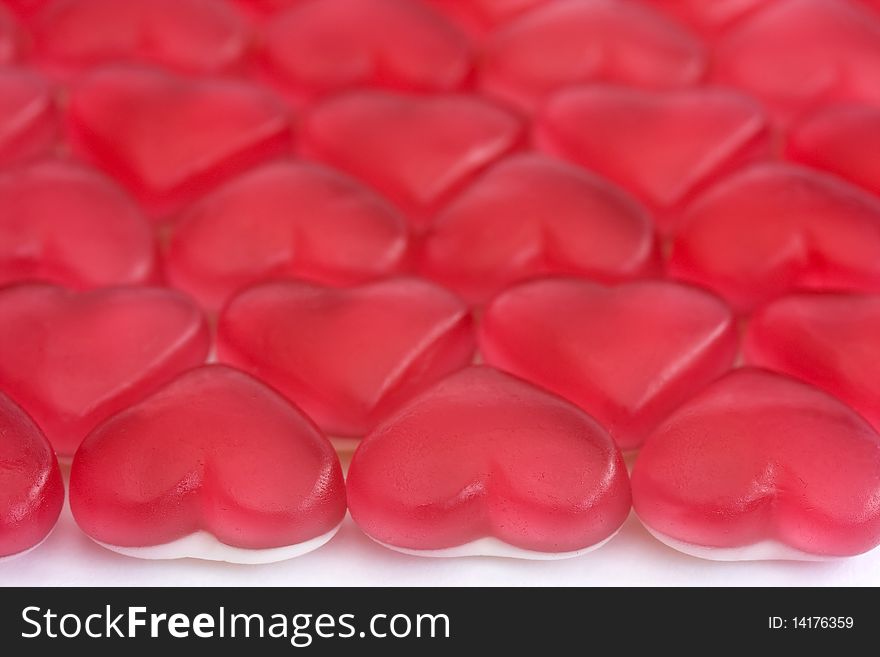 Red and white love heart sweets background