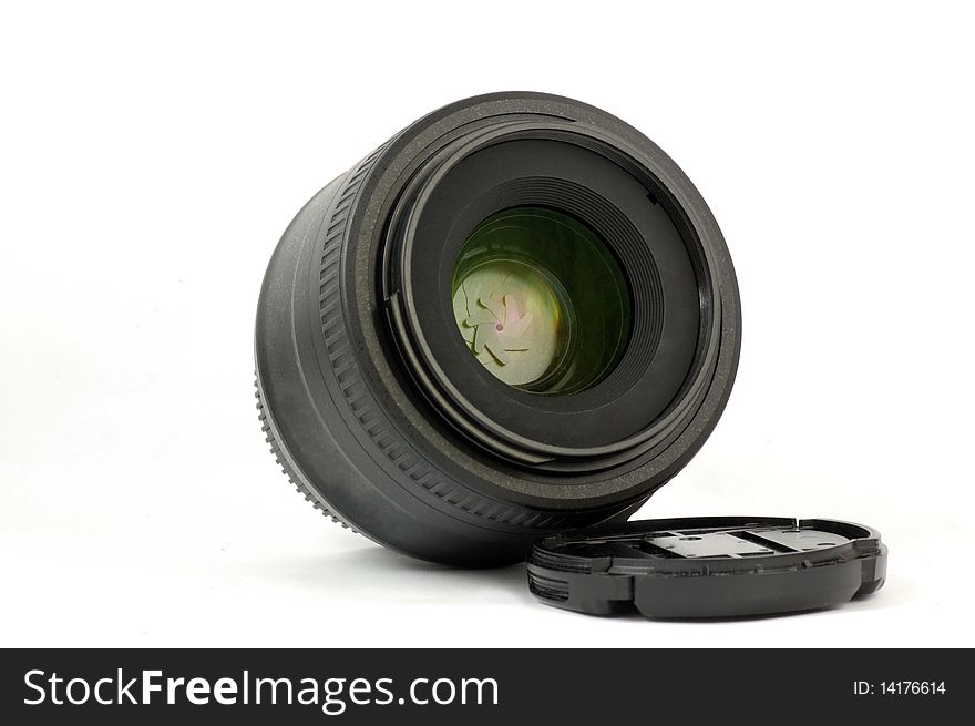 35mm prime dslr lens isolated angle view