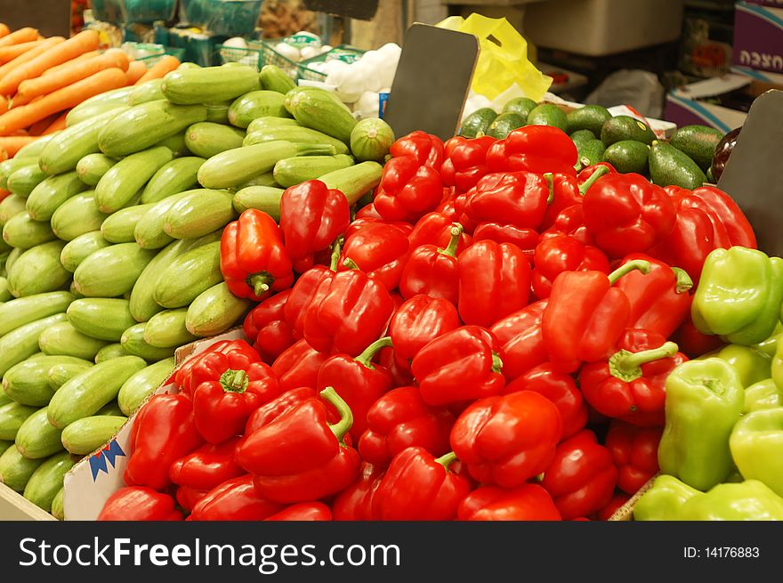 Close up of vegetables on market stand