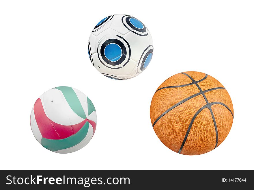 The image of different balls under the white background