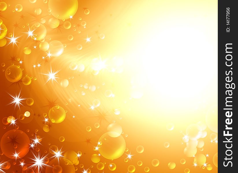 Festive air bubbles, abstract golden background