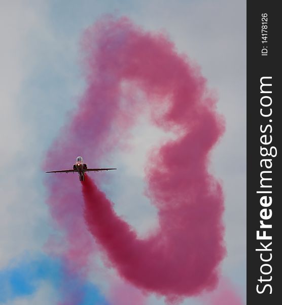 Seven Red Arrows flying in formation. Seven Red Arrows flying in formation