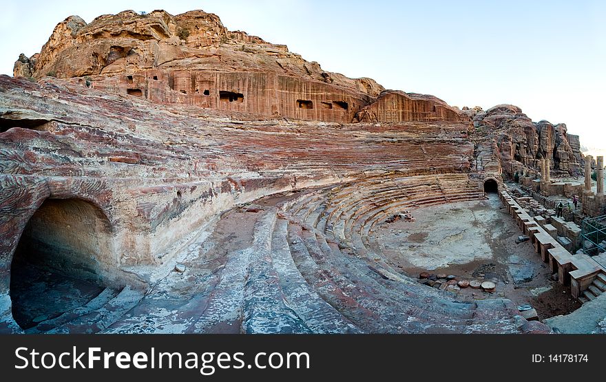 An ancient amphitheatre placed in Jordan cave town