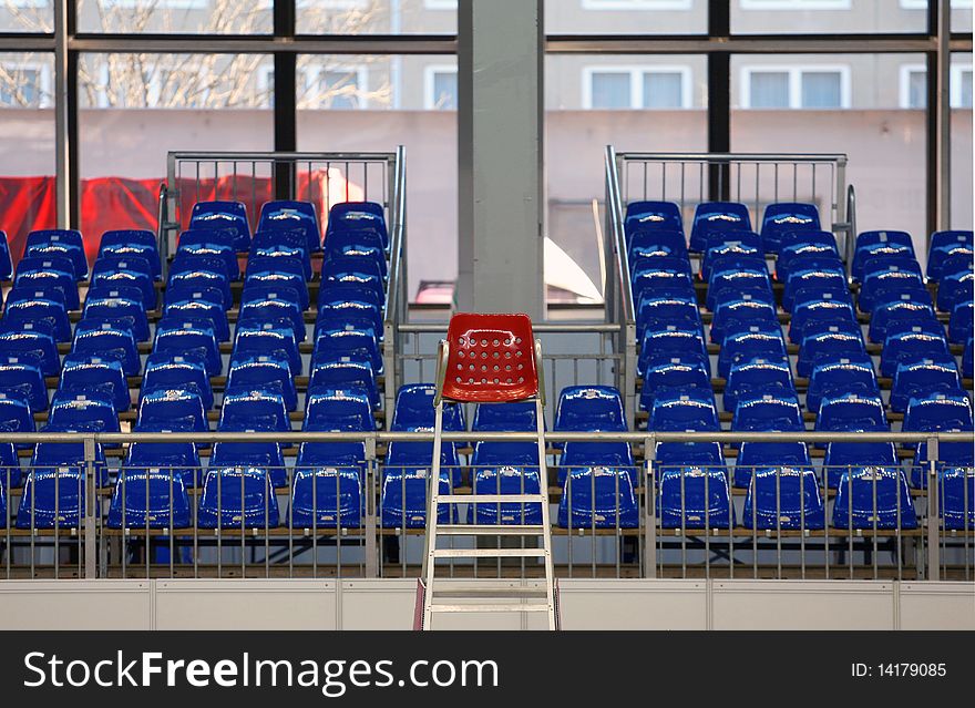 Free blue seats at stadium