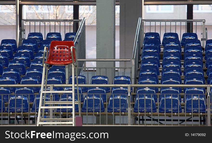 Free blue seats at stadium