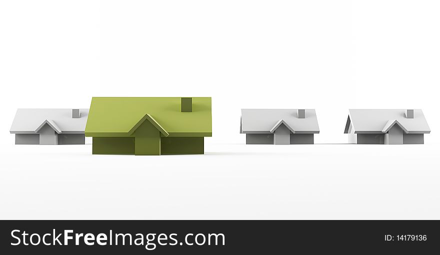 A group of houses on a white screen