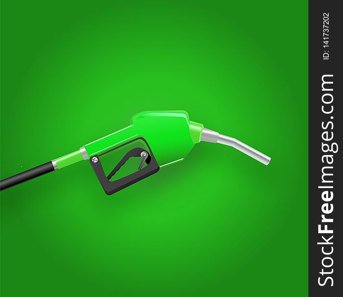 Filling gun. gas refueling nozzle, gasoline pump 3d render. Fuel vector illustration EPS 10.