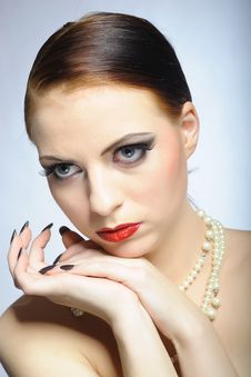 Young Beauty Female Face With Red Shiny Lips Royalty Free Stock Images Young Beauty Female Face With Red Shiny Lips Royalty Free Stock Images