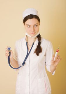 Nurse With Syringe And Stethoscope Stock Photography Nurse With Syringe And Stethoscope Stock Photography