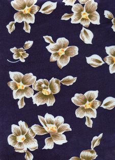 Textile - Blue&flowers Stock Images