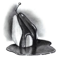 Pencil Drawing Of Chocolate-Covered Pear Stock Photo Pencil Drawing Of Chocolate-Covered Pear Stock Photo