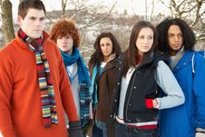 Teenage Friends Having Fun In Snowy Landscape Royalty Free Stock Photo Teenage Friends Having Fun In Snowy Landscape Royalty Free Stock Photo