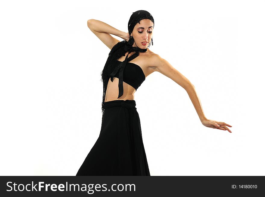 Hispanic Flamenco Dancer Isolated On White