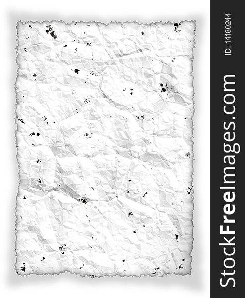 Crushed sheet of paper a white crushed standard sheet