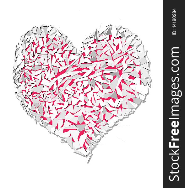 Heart from paper slices on a white background