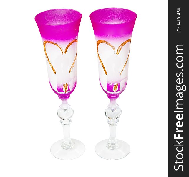 Wedding glasses on a white background