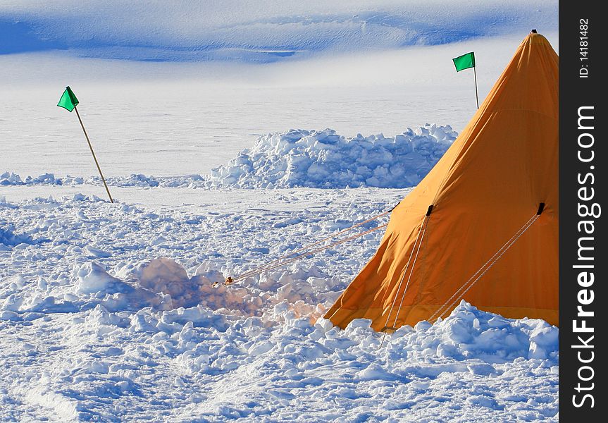 A picture of Antarctic field camp. A picture of Antarctic field camp