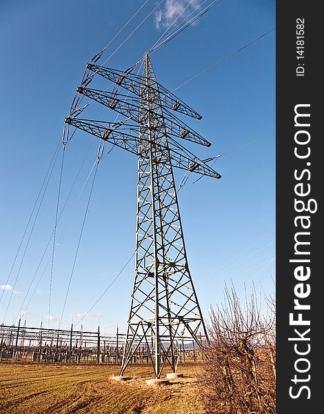 Electricity tower for energy in beautiful landscape. Electricity tower for energy in beautiful landscape