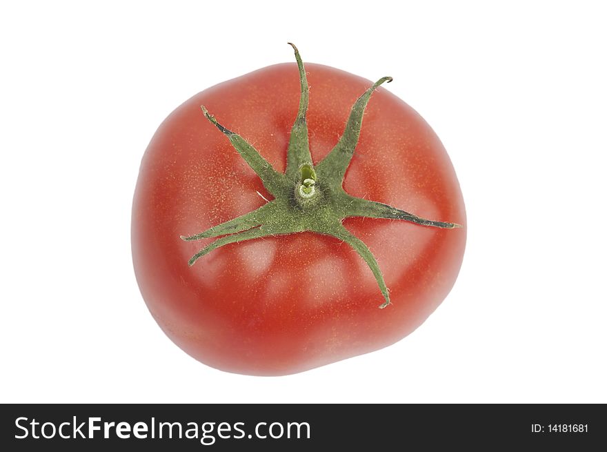 Single tomato isolated on white (clipping path included)