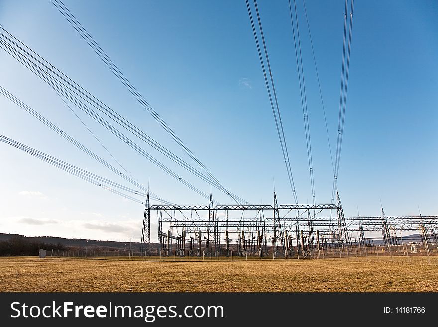 Electricity tower for energy in beautiful landscape. Electricity tower for energy in beautiful landscape