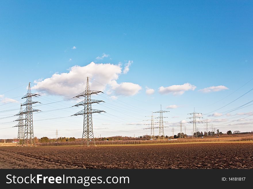 Electricity tower for energy in beautiful landscape. Electricity tower for energy in beautiful landscape