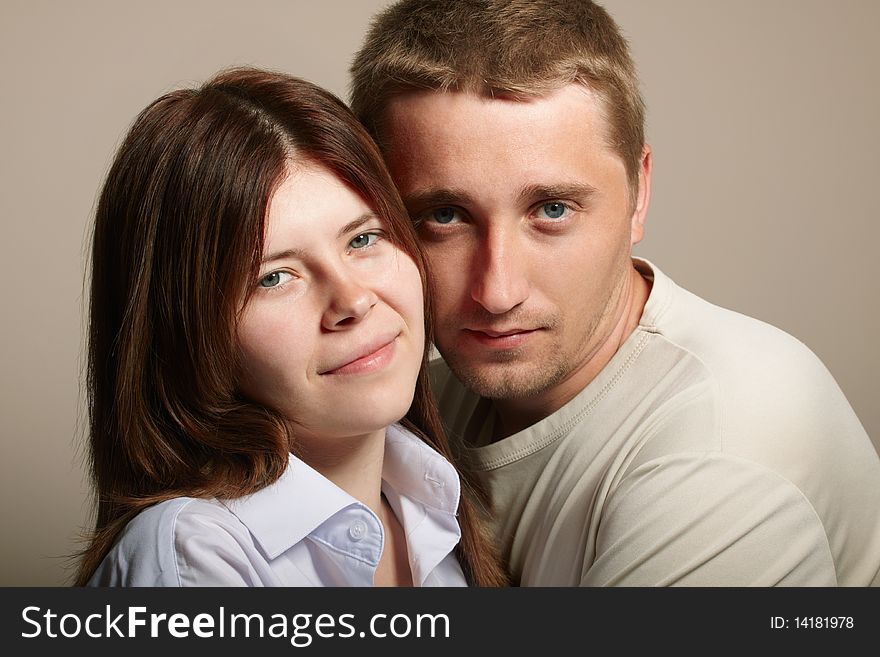 Portrait of young couple. studio shot