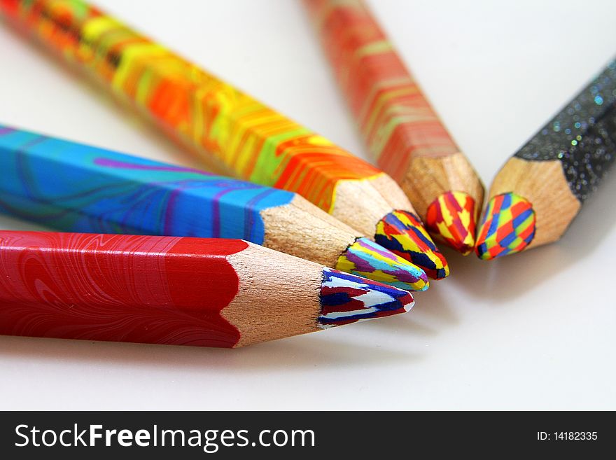 Rainbow-color pencils, each one create unique color line