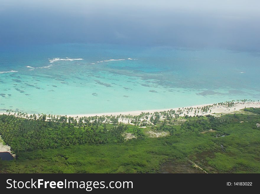 Wild coast  of ocean near one of the Caribbean islands. Wild coast  of ocean near one of the Caribbean islands