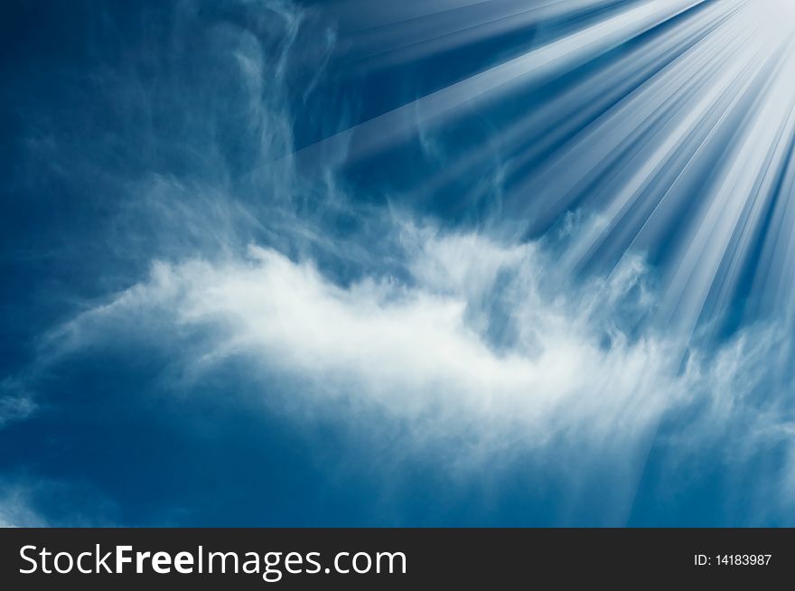 Fantastic image of the sunbeams and blue sky. Fantastic image of the sunbeams and blue sky.