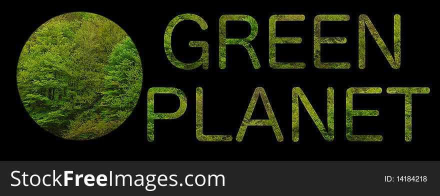 An image of tree top leaves edited. With a round green globe and text. An image of tree top leaves edited. With a round green globe and text.
