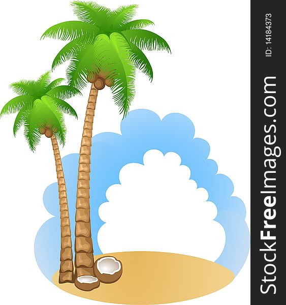 Vacation background with two palms and place for your text