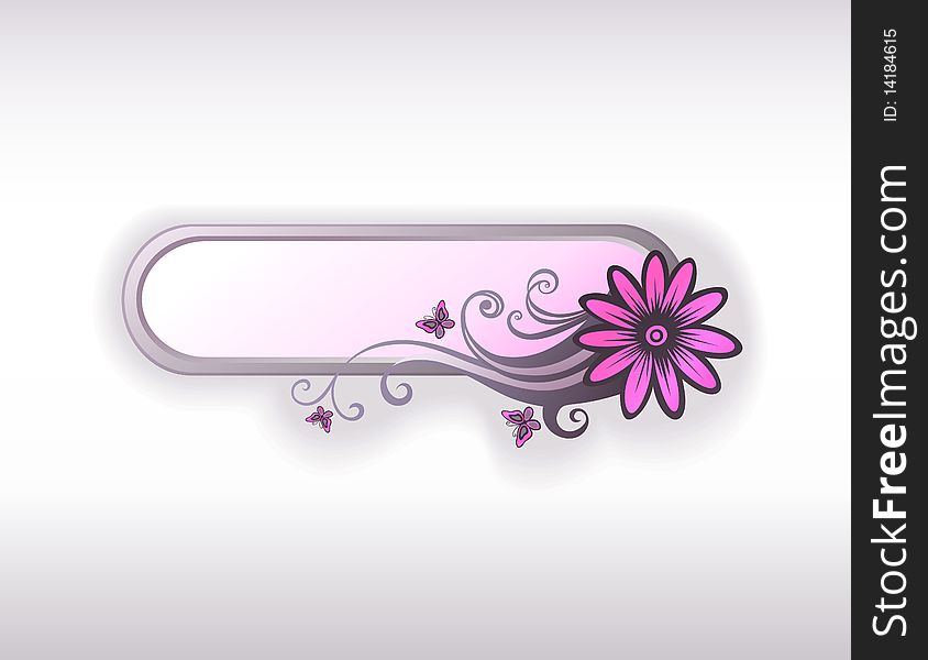 Grey floral frame with violet flower