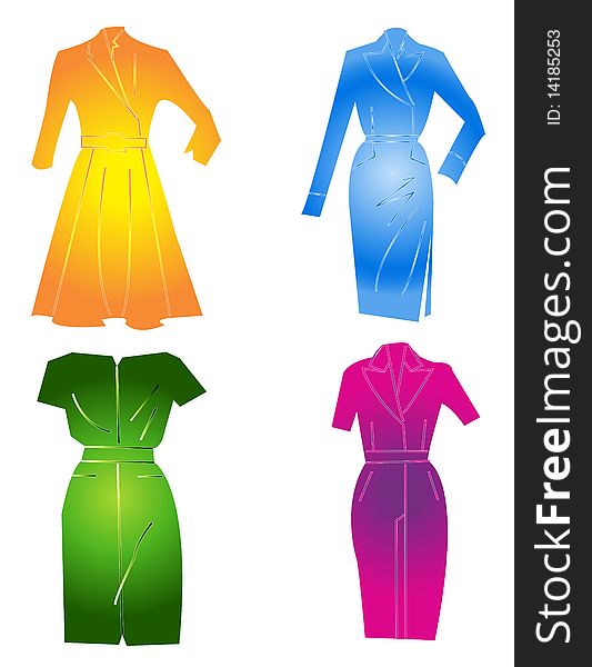 Silhouettes four dresses in color
