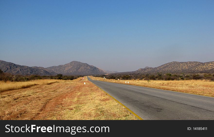 Empty road B8 in northern Namibia. Empty road B8 in northern Namibia