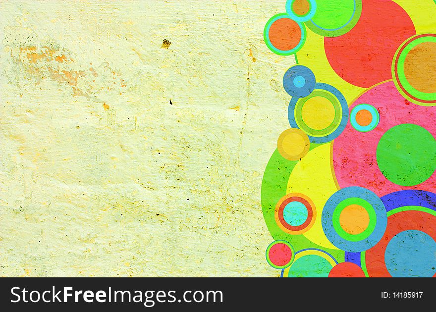 Grunge circles on the wall, abstract background