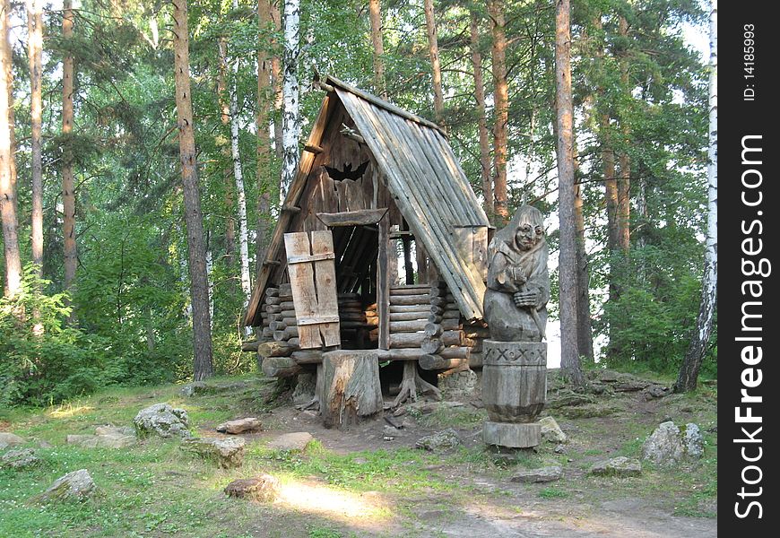 There are Baba-Yaga ( witch in Russian folk-tales ) and wood house