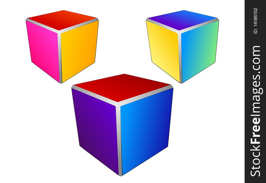 Vector colored abstract cubes