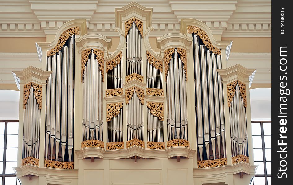 Organ inside of the St. Casimir's Church in Vilnius, Lithuania. Organ inside of the St. Casimir's Church in Vilnius, Lithuania.