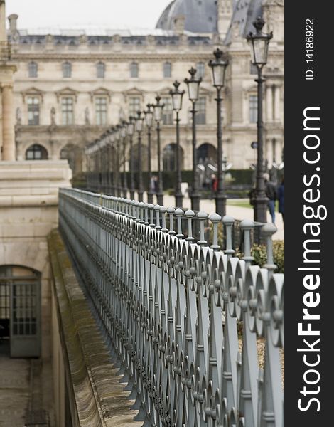 Ornament black  iron fence in Paris France. Ornament black  iron fence in Paris France