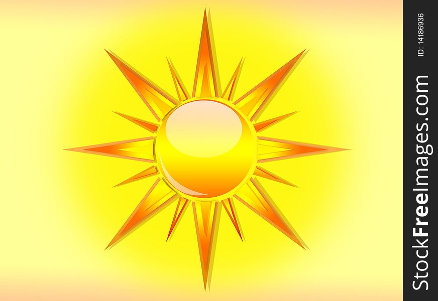 The Sun daylight sun on a yellow background. The Sun daylight sun on a yellow background