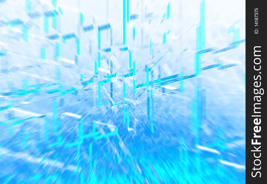Abstract Zooming Composition In Blue