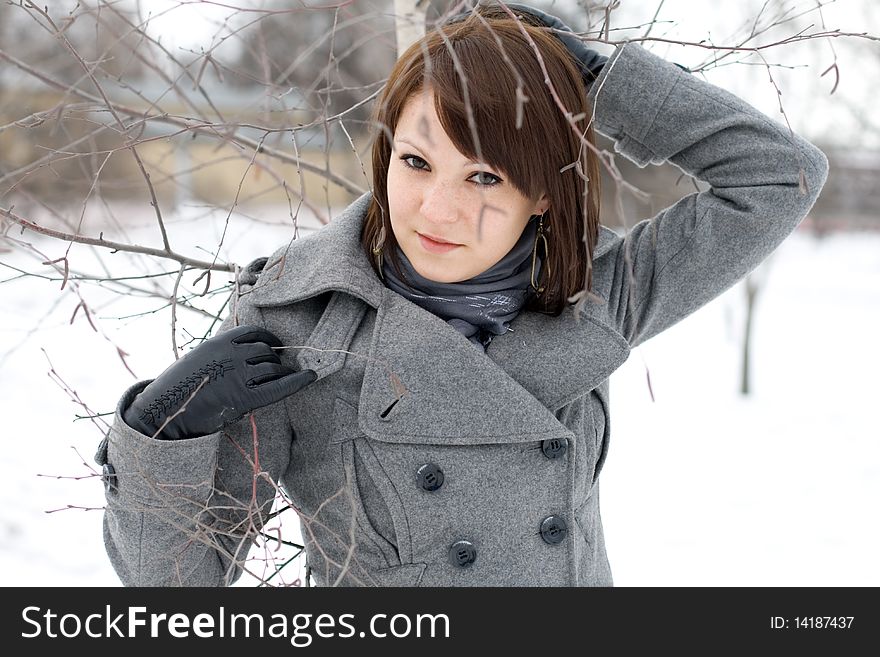 Closeup Portrait Of A Girl Walking