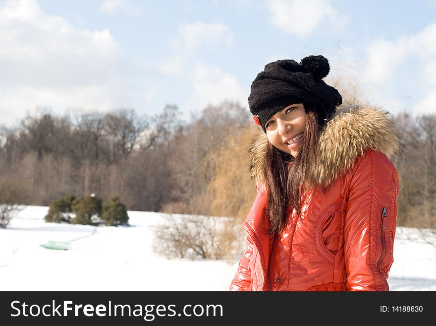 Closeup portrait of a beautiful woman outdoor