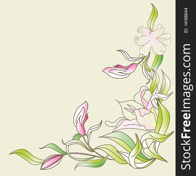Floral decorative background. Universal template for greeting card, web page, background